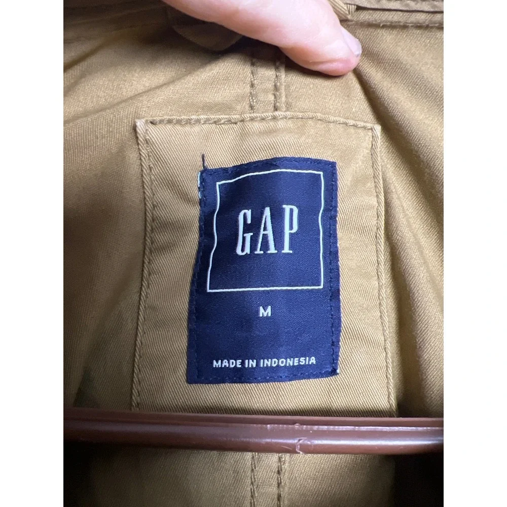 Gap Utility Jacket Women M Khaki Green Drawstring Hood Casual Outerwear Military